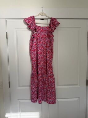 SundayUp Floral Dress in Red and Light Blue